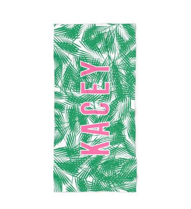 Clairebella Personalized Palm Leaves Green Beach Towel  Home & Garden > Linens & Bedding > Towels > Beach Towels
