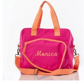 Personalized Pickleball Bag Hot Pink with Orange Trim  Sporting Goods > Pickleball