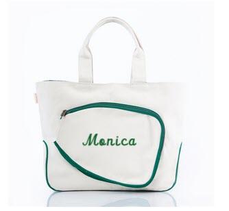 Personalized Pickleball Bag Natural & Emerald Trim  Sporting Goods > Pickleball