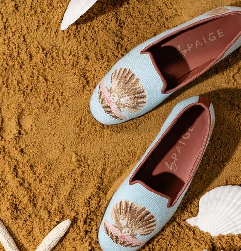 By Paige Scallops with Pearls Needlepoint Loafers  Apparel & Accessories > Shoes > Loafers
