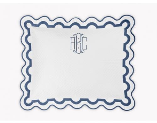 Matouk Mirasol Matelasse Standard Sham with Top 3" Monogram  NULL