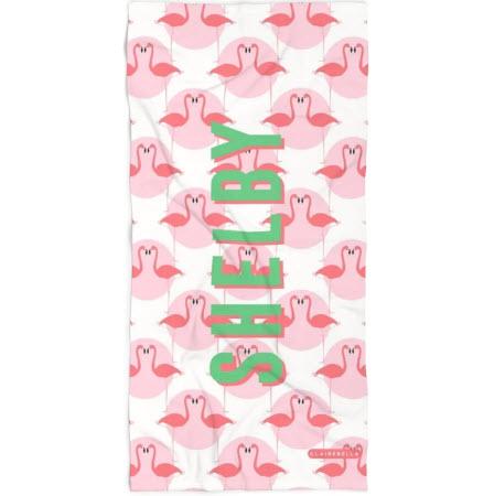 Personalized Flamingos Beach Towel  Home & Garden > Linens & Bedding > Towels > Beach Towels