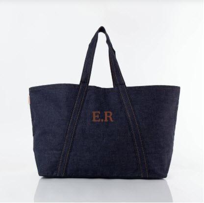 Monogrammed Heritage Denim Tote  Apparel & Accessories > Handbags > Tote Handbags