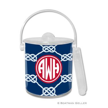 Boatman Geller Personalized Ice Bucket in Nautical Knot Navy Pattern   Home & Garden > Kitchen & Dining > Food & Beverage Carriers > Wine Buckets & Chillers
