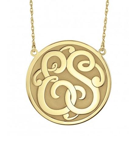 Monogrammed Necklace Double Initials in Classic Style 30 mm  Apparel & Accessories > Jewelry > Necklaces