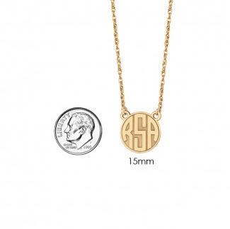 Monogrammed Necklace Recessed with Block Initial 15 mm  Apparel & Accessories > Jewelry > Necklaces
