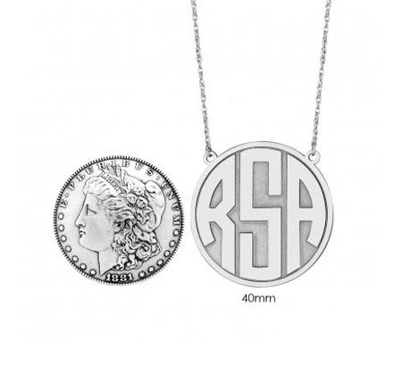 Monogrammed Necklace with Recessed Block Initial 40 mm  Apparel & Accessories > Jewelry > Necklaces