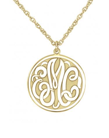 Monogrammed Necklace in Classic Recessed Style 20 MM  Apparel & Accessories > Jewelry > Necklaces