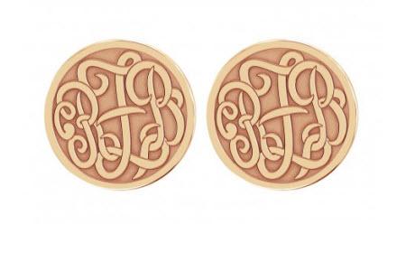 Monogrammed Earring Studs Script Recessed Style 20 MM silver or Solid Gold  Apparel & Accessories > Jewelry > Earrings