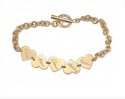Personalized Bracelet with Engraved Names On Hearts  Apparel & Accessories > Jewelry > Bracelets