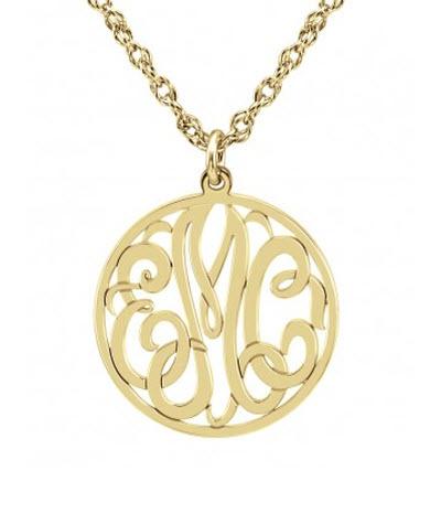 Monogrammed Necklace Mini with Halo Three Initials in Classic Style   Apparel & Accessories > Jewelry > Necklaces