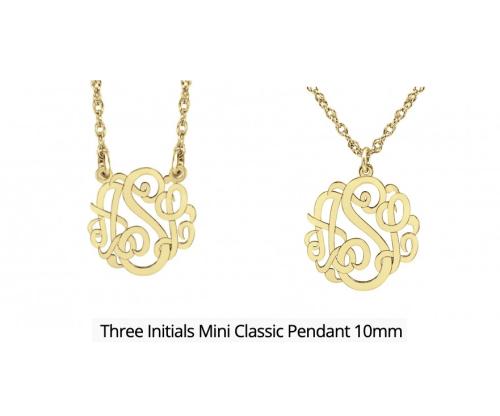 Mini 10mm Monogrammed Necklace silver, gold plated and 10kt , 14kt Gold  Apparel & Accessories > Jewelry > Earrings