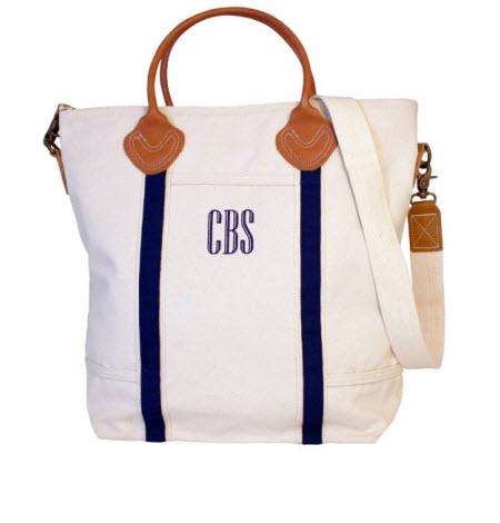 Monogrammed Flight Bag in Navy Trim  Luggage & Bags > Messenger Bags