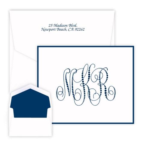 Embossed Graphics Pearl String Monogram Note  Office Supplies > General Supplies > Paper Products > Stationery