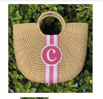 Queen Bea Monogrammed Medium Half Moon Basket  Apparel & Accessories > Handbags > Tote Handbags